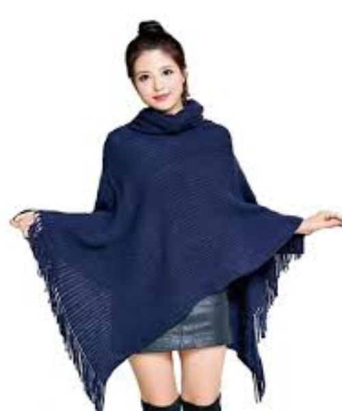 Midnight Grace Premium Navy Blue Women’s Poncho