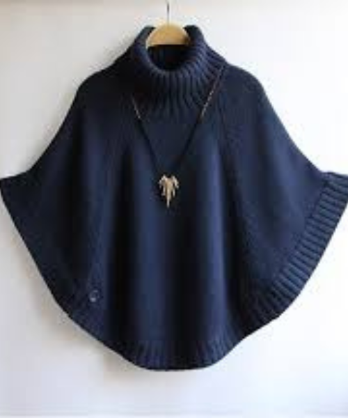Midnight Grace Premium Navy Blue Women’s Poncho