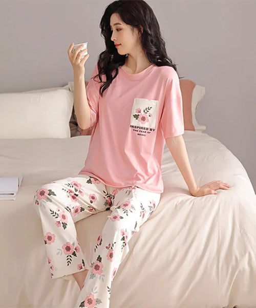 Inspired Floral Printed Nightwear Set