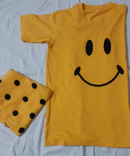 Yellow Smile Lounge Set – Cute & Comfy Polka Dot Nightwear