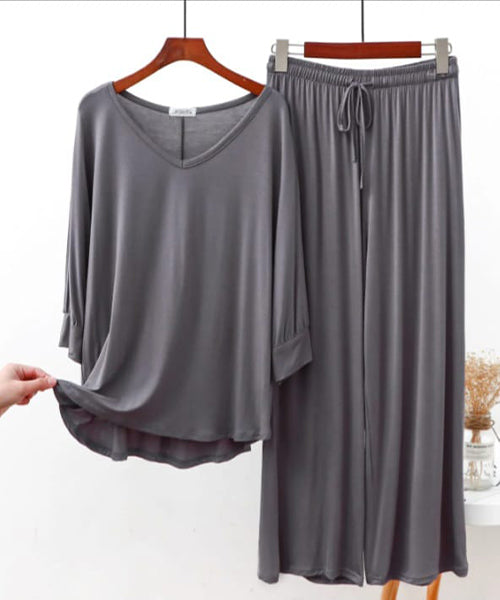 Maroon V-Neck Women's Premium Night Suit PJ Set